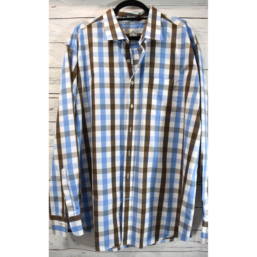 Peter Millar Shirt Men XXL Blue Weekender Wash Long Sleeve Button Up Plaid